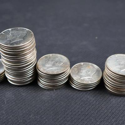 1965-1969 Kennedy Halves, 20.20 Troy Ounces, 55 Coins (C1-13)