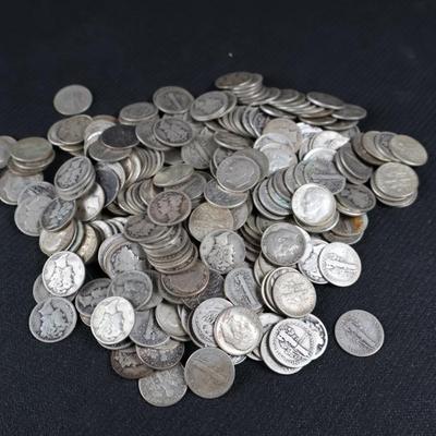Mixed Silver Dime Lot All Pre 1964, 664 Grams (C1-14)