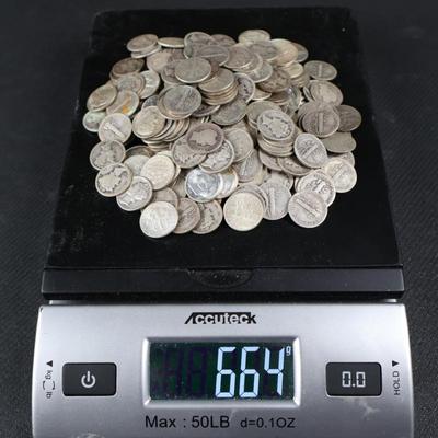 Mixed Silver Dime Lot All Pre 1964, 664 Grams (C1-14)