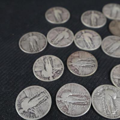Mixed Standing Liberty Quarters, 4.08 Troy Ounces, 21 quarters (C1-15)