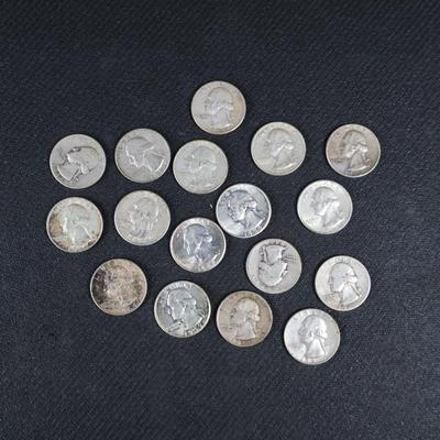 Mixed Washington Quarters All Pre 1964, 3.40 Troy ounces (C1-16)