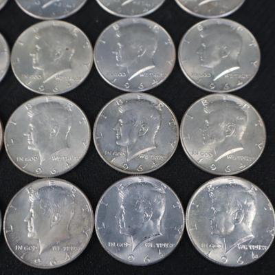 Mixed Kennedy Half Dollars, All 1964, 12.04 Troy ounces (C1-24)