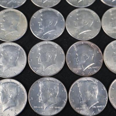 Mixed Kennedy Half Dollars, All 1964, 12.04 Troy ounces (C1-24)