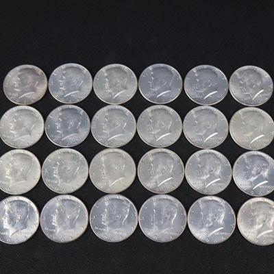 Mixed Kennedy Half Dollars, All 1964, 9.59 Troy ounces (C1-25)