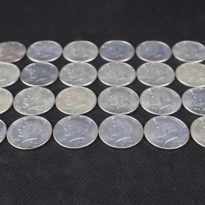 Mixed Kennedy Half Dollars, All 1964, 9.59 Troy ounces (C1-25)