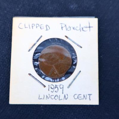 1959 Lincoln Cent, Clipped Planchet (C1-30)