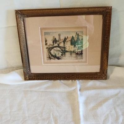 Sale Photo Thumbnail #261: Beautiful Aquatint Etching "Bruges". Roger Hebbelinck 1912-1987 Horse Bridge 1930s Belgium

Original Artwork (small)