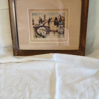 Sale Photo Thumbnail #265: Beautiful Aquatint Etching "Bruges". Roger Hebbelinck 1912-1987 Horse Bridge 1930s Belgium

Original Artwork (small)