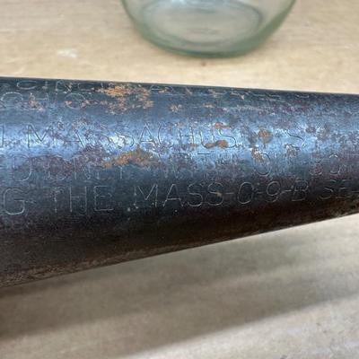 Antique glass oil bottles / oilers with metal spouts