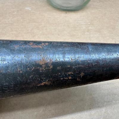 Antique glass oil bottles / oilers with metal spouts