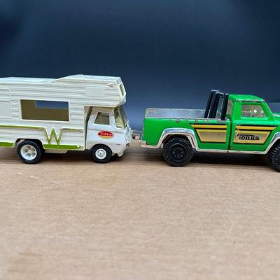 Vintage Tonka Green Pickup Truck w/ Tonka Camper – Made in USA