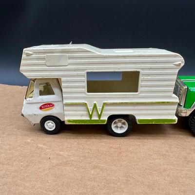 Vintage Tonka Green Pickup Truck w/ Tonka Camper – Made in USA