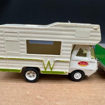 Vintage Tonka Green Pickup Truck w/ Tonka Camper – Made in USA