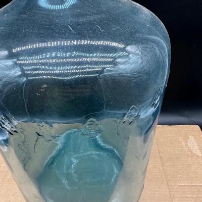 Large Blue Glass Jug / Demijohn Bottle