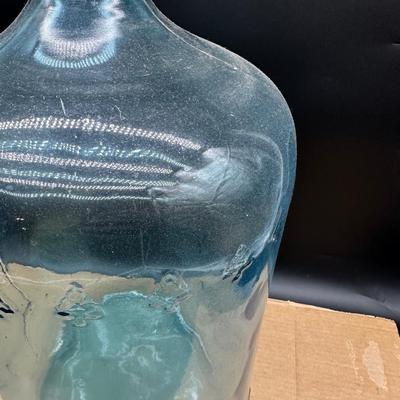 Large Blue Glass Jug / Demijohn Bottle