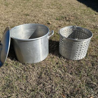 Large Aluminum Seafood Boil Pot w/ Strainer Basket & Lid