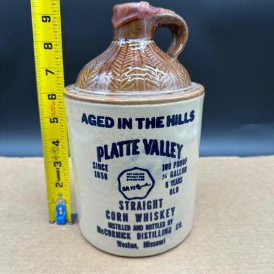 Vintage Platte Valley Straight Corn Whiskey Stoneware Jug – McCormick Distilling – Weston MO