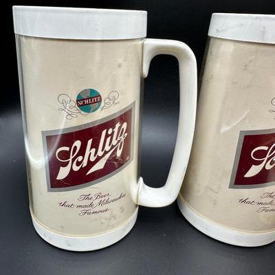 Vintage Schlitz Beer Barware Lot – Pitcher, Glass Mug, Tumblers & Plastic Steins