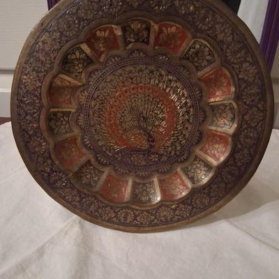 Sale Photo Thumbnail #282: Approximately 6" beautiful brass & cold painted Peacock wall art.