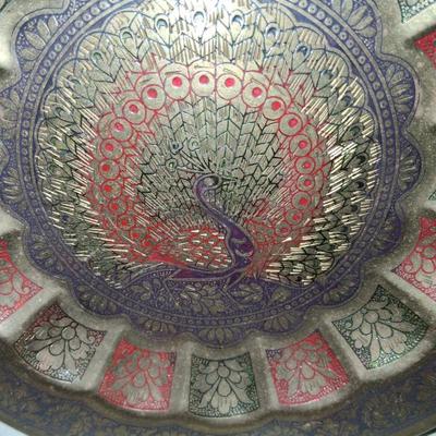 Sale Photo Thumbnail #284: Approximately 6" beautiful brass & cold painted Peacock wall art.