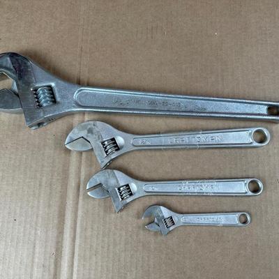 Armstrong & Craftsman Adjustable Wrench Lot – 4 Pieces (6”–18”)