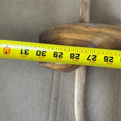 Antique Hand-Carved Wooden Ox / Mule Yoke w/ Iron Ring & Bentwood Bows – 32”