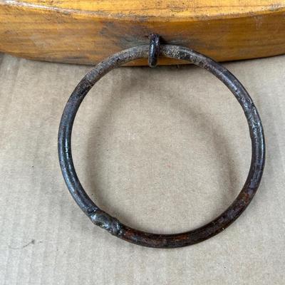 Antique Hand-Carved Wooden Ox / Mule Yoke w/ Iron Ring & Bentwood Bows – 32”