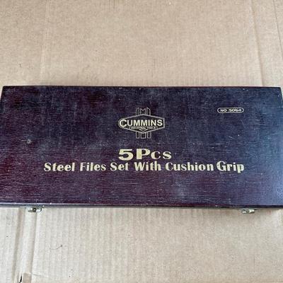 Cummins 5-Piece Steel File Set w/ Cushion Grips – Wooden Case (No. 5064)