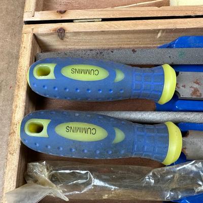 Cummins 5-Piece Steel File Set w/ Cushion Grips – Wooden Case (No. 5064)