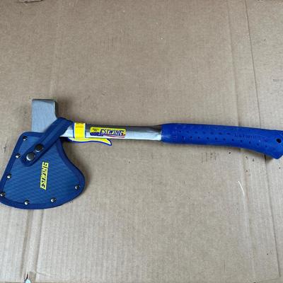 X-Large Estwing Camp / Hatchet Axe w/ Blue Grip & Sheath – Made in USA