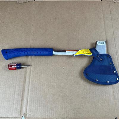 X-Large Estwing Camp / Hatchet Axe w/ Blue Grip & Sheath – Made in USA