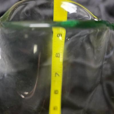 Modern Clear Art Glass Oval Sculpture on Rotating Display Stand – Contemporary Display Piece