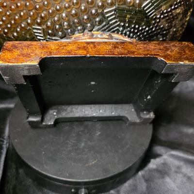 Ornate Resin Mosaic Lidded Jar – Red & Gold Beaded Decorative Accent Tureen