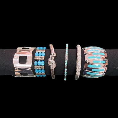 Sale Photo Thumbnail #335: Silver Toned and Turquoise Colored Bracelets
