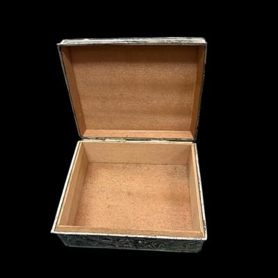 Sale Photo Thumbnail #357: Vintage Japanese Silver Toned Dragon Box or Trinket Box With Wooden Liner