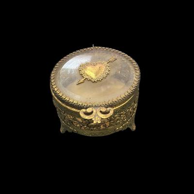 Sale Photo Thumbnail #360: Vintage Metal and Glass Jewelry Casket or Trinket Box