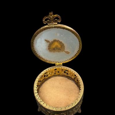 Sale Photo Thumbnail #359: Vintage Metal and Glass Jewelry Casket or Trinket Box