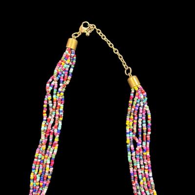 Sale Photo Thumbnail #371: Multi Strand Multicolored seed bead necklace African Maasai or Bohemian Style