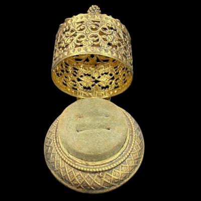 Sale Photo Thumbnail #381: Vintage Gold Toned Ring Box or Casket