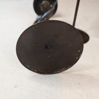 Sale Photo Thumbnail #102: Set of 2 metal chicken candle holders w/ candles
10.5" tall x 4" base