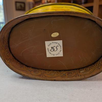 Sale Photo Thumbnail #119: decorative oval metal storage tin or planter 
12x6