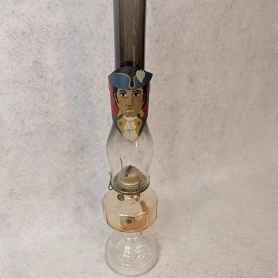 Sale Photo Thumbnail #190: Vintage Clear Glass Oil Lamp 
22x5