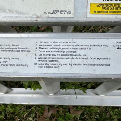 Werner Aluminum Arched Loading Ramps – Pair, 7.5 ft (90”) – 700 lb Capacity Each