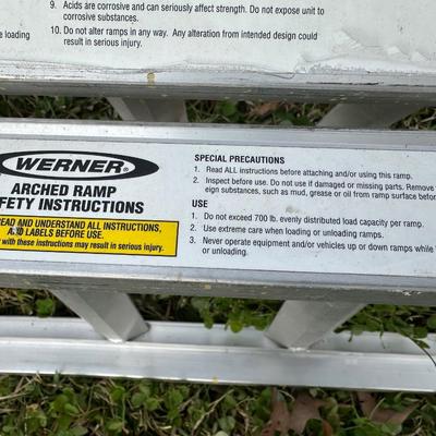 Werner Aluminum Arched Loading Ramps – Pair, 7.5 ft (90”) – 700 lb Capacity Each