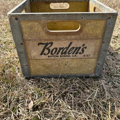 Vintage Borden’s Milk Crate – Baton Rouge, LA – 1967 Fiberglass w/ Metal Frame