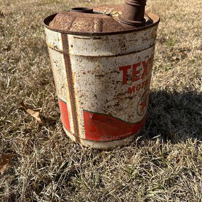 Vintage Texaco Motor Oil 5-Gallon Metal Can – Original Spout – Gas & Oil Collectible