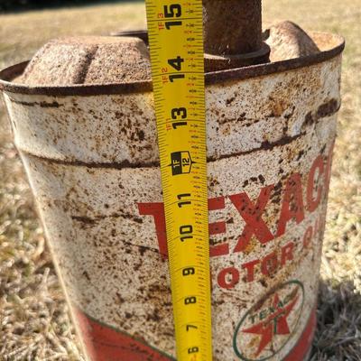 Vintage Texaco Motor Oil 5-Gallon Metal Can – Original Spout – Gas & Oil Collectible