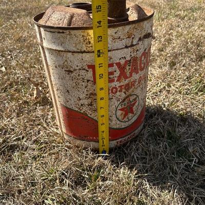 Vintage Texaco Motor Oil 5-Gallon Metal Can – Original Spout – Gas & Oil Collectible