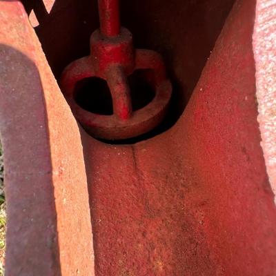Antique Cast Iron Hand Water Pump – Farm / Well Pump – Red Paint