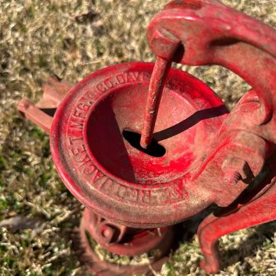 Antique Cast Iron Hand Water Pump – Farm / Well Pump – Red Paint